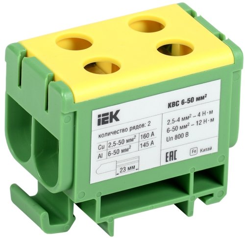 Клемма вводная силовая IEK КВС-6/50 PE "земля" 2х-рядная 6-50мм2 желто-зеленый фото Клемма вводная силовая IEK КВС-6/50 PE "земля" 2х-рядная 6-50мм2 желто-зеленый картинка